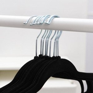 Вешалка-плечики для одежды, размер 46-48, флокированное покрытие, цена за шт, цвет чёрный