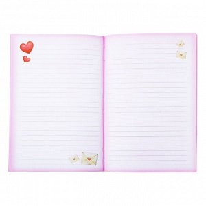 Блокнот для записей "Любовные письма" со стразой, в обложке, формат А5, 80 листов