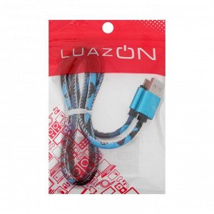 Кабель LuazON, microUSB - USB, 1 А, 1 м, оплётка экокожа, штекер металл, камуфляж микс