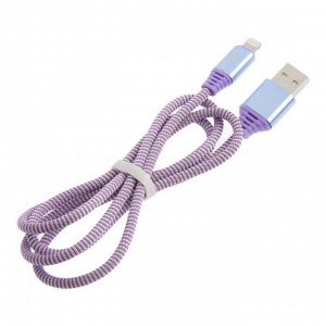 Кабель SmartBuy, Lighting - USB, 2 А, нейлоновая оплётка, 1 м, фиолетовый