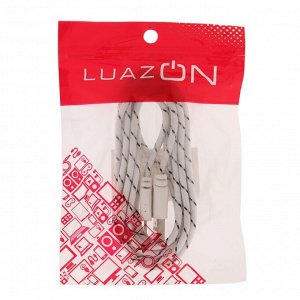 Кабель LuazON, Lightning - USB, 1 А, 2 м, оплётка нейлон, плоский, белый