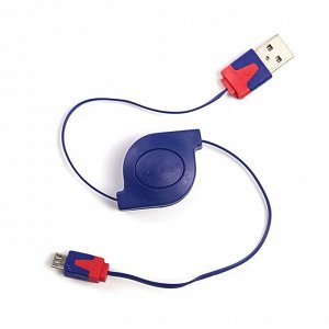 Кабель-рулетка Belsis BGL1183, micro USB - USB, 1 А, 1 м, синий