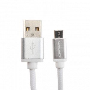 Кабель Crown CMCU-3072M, micro USB - USB, 2 А, 1 м, белый