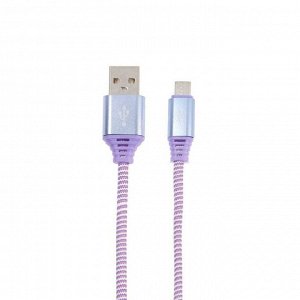 Кабель SmartBuy, micro USB - USB, 2 А, нейлоновая оплётка, 1 м, фиолетовый