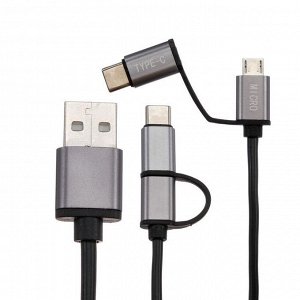 Кабель Red Line, Micro USB+Type-C - USB, 2 А, 1 м, черный