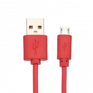 Кабель Red Line, Micro USB - USB, 1 А, 1 м, красный