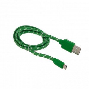 Кабель Crown CMCU-3052M, micro USB - USB, 2 А, 1 м, зеленый