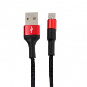 Кабель Hoco X26, microUSB - USB, 2 А, 1 м, чёрно-красный