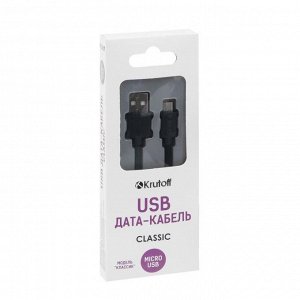 Кабель Krutoff Classic, microUSB - USB, 1 А, 1 м, чёрный