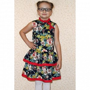 Летнее детское платье с цветочным узором для девочки
