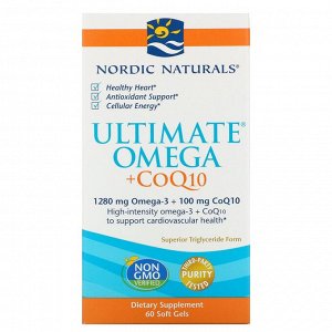 Nordic Naturals, Ultimate Omega + CoQ10, 1280 мг, 60 капсул