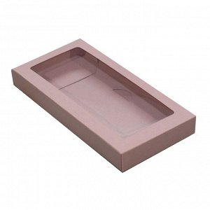 Коробка для шоколадных плиток с окном Нежно-розовая 16х8х1,7 см