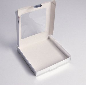 Коробка для десертов с окном Белая 19х19х3 см