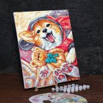 Картина по номерам на холсте с подрамником «Корги с игрушкой» 40х50 см