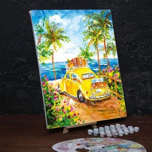 Картина по номерам на холсте с подрамником «Машина на пляже» 40х50 см