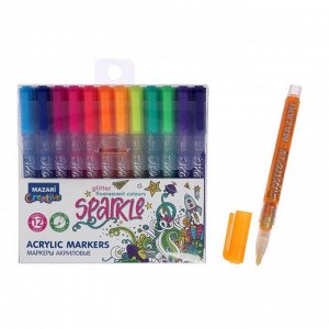 Набор маркеров-красок, Mazari Sparkle, 12 цветов, с блёстками