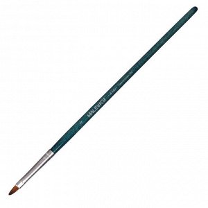 Кисть Синтетика Плоскоовальная Malevich Andy № 4, b-4.0 мм, L-8 мм (короткая ручка), синий лак