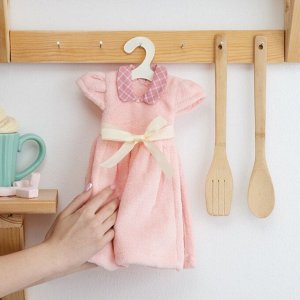 Кухонное полотенце Этель "Платье" 25*30см, цв. розовый,100% п/э