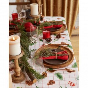 Скатерть новогодняя «Доляна» New Year 146x180 см, 100% хлопок, рогожка 164 г/м²