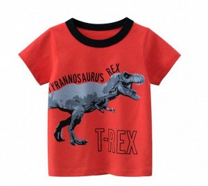 Футболка детская, принт "Динозавр", надпись "T-REX", цвет красный