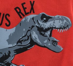 Футболка детская, принт &quot;Динозавр&quot;, надпись &quot;T-REX&quot;, цвет красный