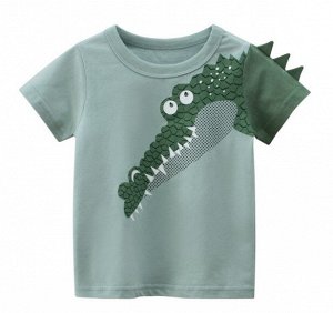 Футболка детская, принт "Крокодил", цвет зеленый