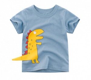 Футболка детская, принт "Динозавр", цвет серо-голубой
