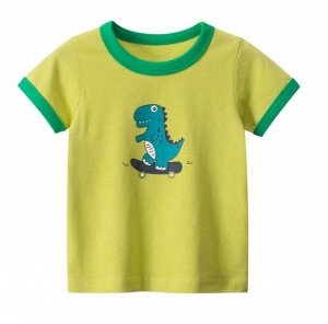 Футболка детская, принт "Динозаврик", цвет зеленый