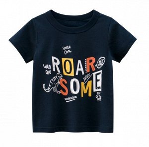 Футболка детская, надпись "Roar Some", цвет черный