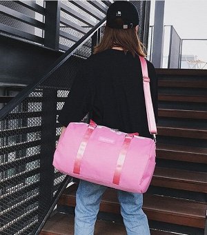 Спортивная сумка, с надписью, цвет розовый