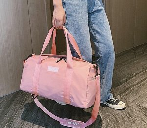 Спортивная сумка, с надписью, 2 отдела на замке, цвет розовый