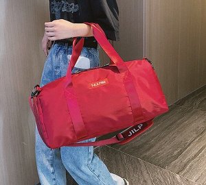 Спортивная сумка, с надписью, 2 отдела на замке, цвет красный