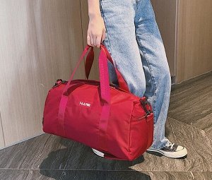 Спортивная сумка, с надписью, 2 отдела на замке, цвет красный