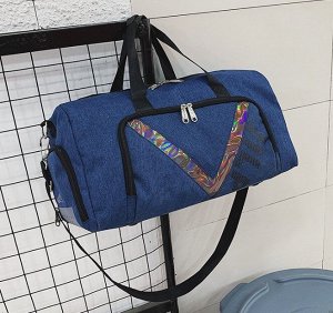Спортивная сумка, с декоративными элементами, отдел для обуви, цвет синий