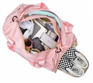 Спортивная сумка, декор пайетки, надпись "PINK", цвет розовый