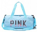 Спортивная сумка, декор пайетки, надпись &quot;PINK&quot;, цвет голубой