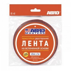 Лента клейкая двухсторонняя ABRO MASTERS белая 40мм-5м (1/50) OE-40-R