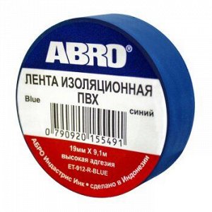 Изолента "ABRO" 19мм*9м, СИНЯЯ 1/500 ET-912-BL