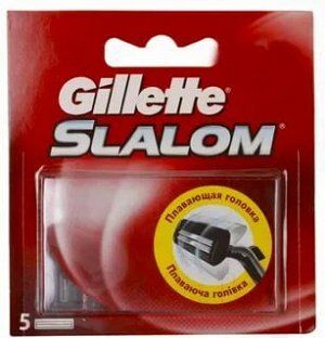 GILLETTE  SLALOM NEW кассета 5 шт. с увл. полосой  КРАСНАЯ