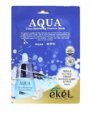 Ekel Маска тканевая для лица с гидролизованным коллагеном Mask Aqua Ultra Hydrating Essence, 25 мл