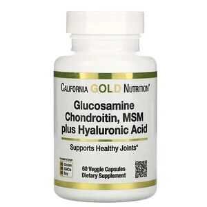 California Gold Nutrition, глюкозамин, хондроитин и МСМ с гиалуроновой кислотой, 60 растительных кап