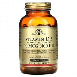Витамин D3, 400 МЕ, 250 жидких гелевых капсул