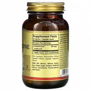 Solgar, восстановленный L-Glutathione, 50 мг, 90 вегетарианских капсул