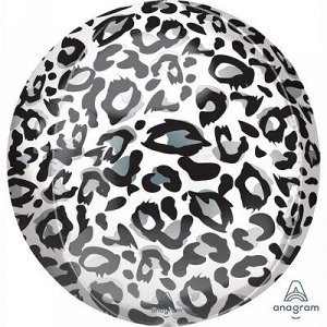 1209-0386 Шар 3D сфера, фольга, 15"/38 см, "Сафари. Снежный барс" (AN), инд. уп.