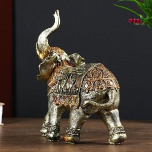 Сувенир полистоун "Африканский слон, на попоне слоны"  23х20,5х8,5 см