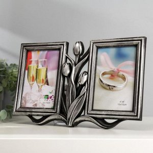 Фоторамка-коллаж на 2 фото 10x15 см «Тюльпаны», т. серебро, 20x31 см