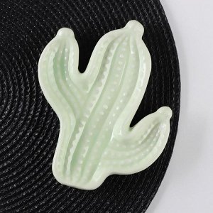 Блюдо керамическое «Кактус»,15,5?10?12 см, цвет зелёный