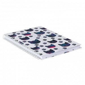 Блокнот-скетчбук А5+, 60 листов на гребне «Космические Коты», твёрдая обложка, матовая ламинация, блок офсет 100 г/м2