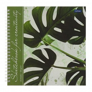 Тетрадь-скетчбук А4, 60 листов на гребне «Тропические листья», твёрдая обложка, блок 120 г/м?, с пошаговыми эскизами