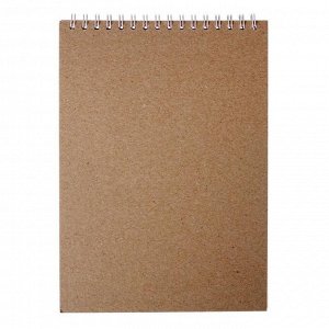 Блокнот-скетчбук А5, 50 листов на гребне, картонная обложка, жесткая подложка, тонированный блок оранжевый 80 г/м2